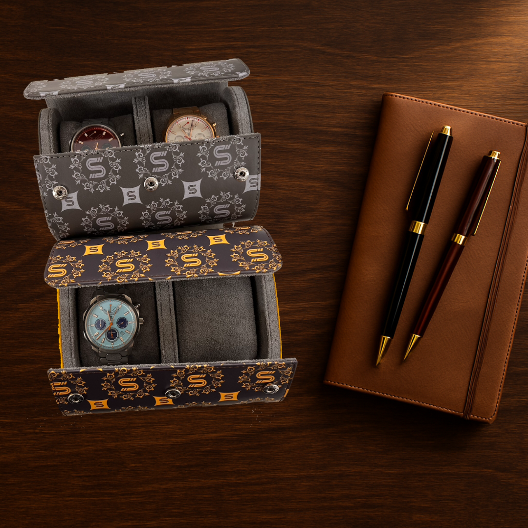 Watch Roll Watch With Storage Compartment Luxury Leather Watch