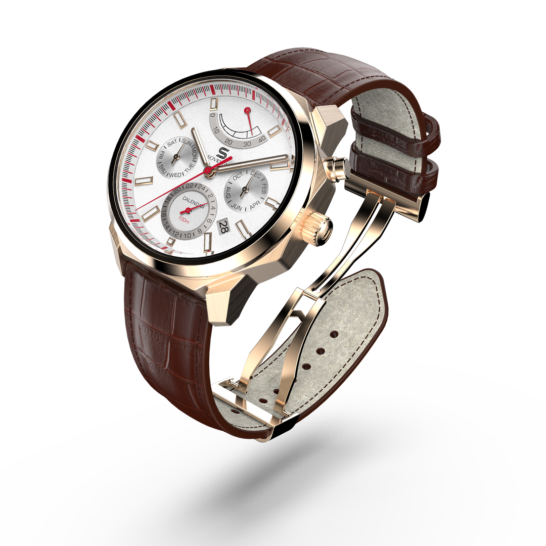SOVRYGN Calendar Rose white wristwatch for men