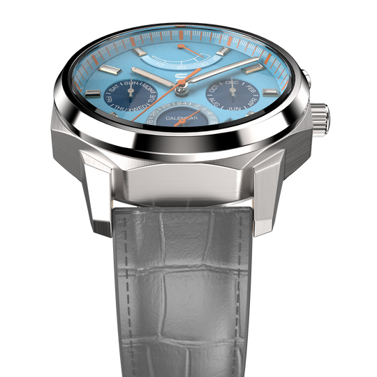 SOVRYGN Calendar Steel Aqua Blue wristwatch for men