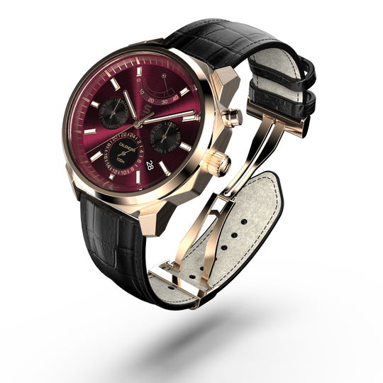SOVRYGN Calendar Rose wine wristwatch for men