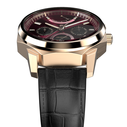 SOVRYGN Calendar Rose wine wristwatch for men