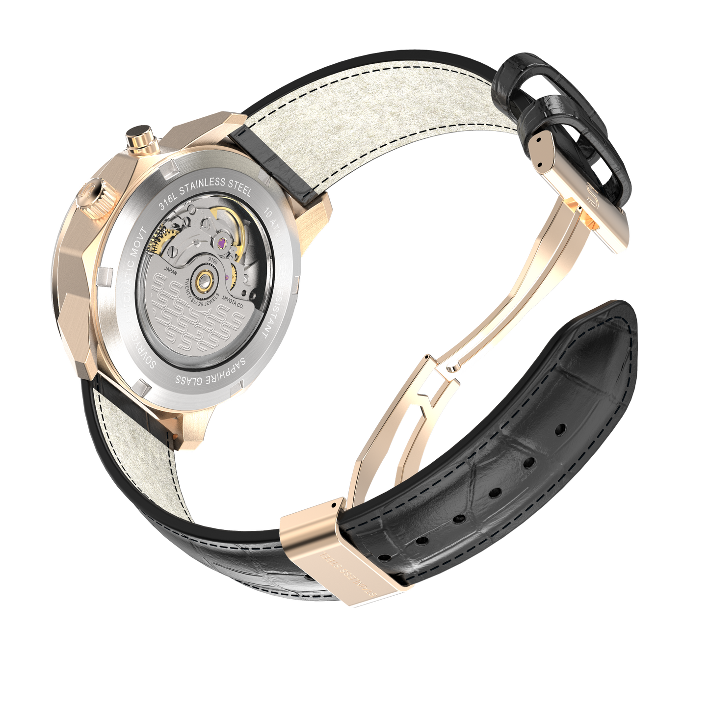 SOVRYGN Calendar Rose wine wristwatch for men