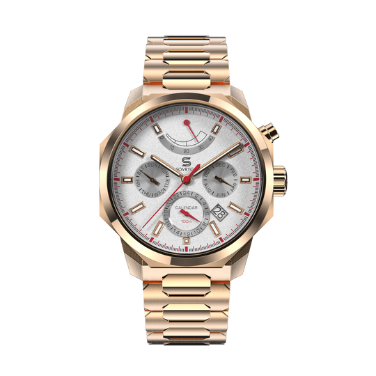 SOVRYGN Calendar Rose white wristwatch for men