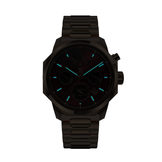 SOVRYGN Calendar Rose wine wristwatch for men