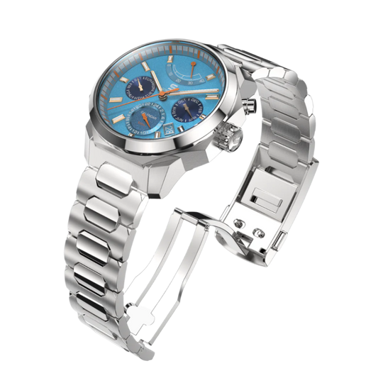 SOVRYGN Calendar Steel Aqua Blue wristwatch for men