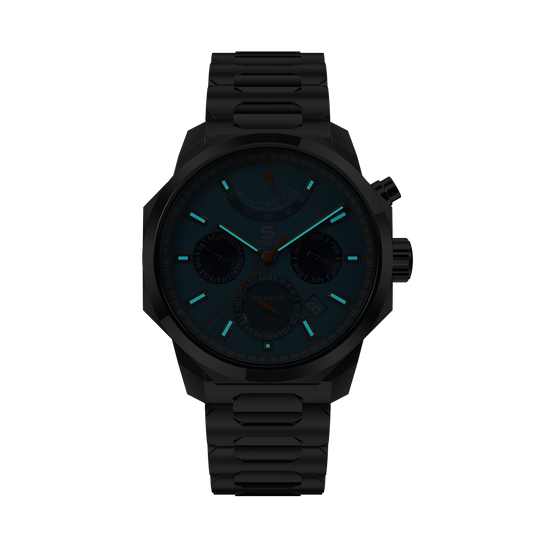 SOVRYGN Calendar Steel Aqua Blue wristwatch for men