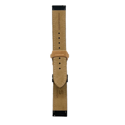 Black leather strap with rose gold deployment clasp