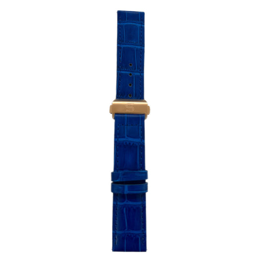 SOVRYGN Blue leather strap with rose gold deployment clasp