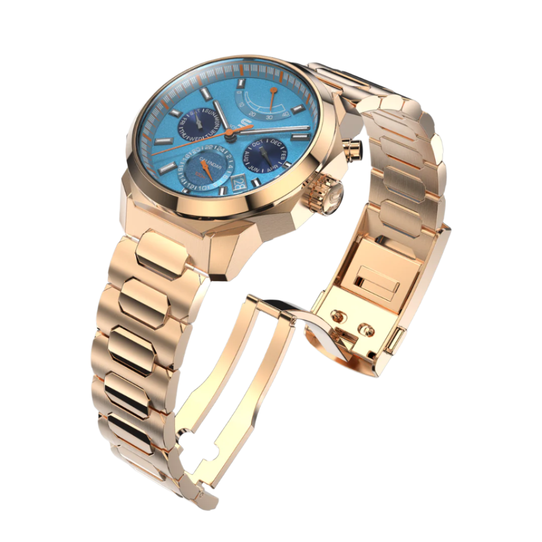 SOVRYGN Calendar Rose Aqua blue wristwatch for men