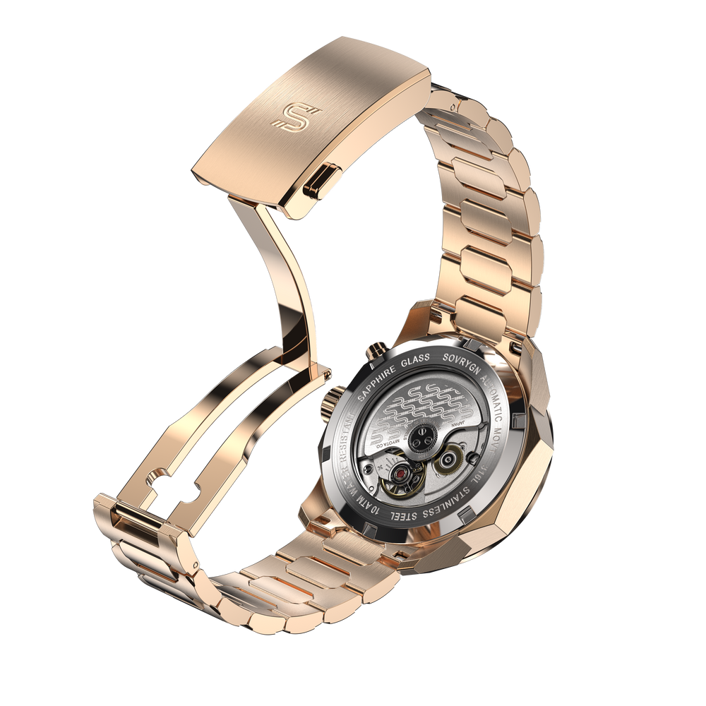SOVRYGN Calendar Rose wine wristwatch for men